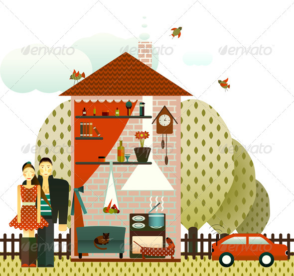 GraphicRiver Couple in the Village House 3668108 GraphicRiver Couple in the Village House 3668108