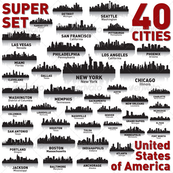 Incredible City Skyline Set - United States - Buildings Objects