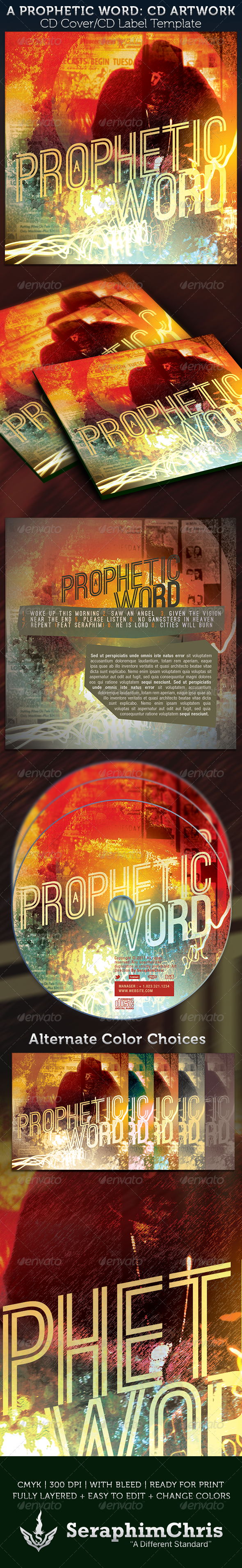 Prophetic Word CD Cover Artwork Template - CD & DVD artwork Print Templates