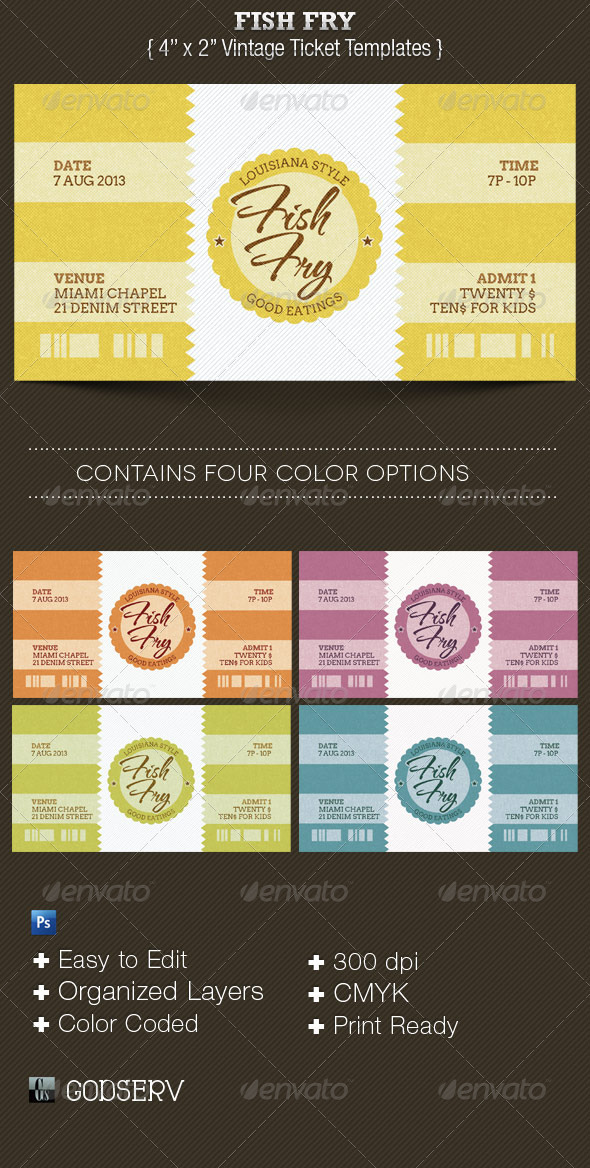 Fish Fry Ticket Template - Miscellaneous Print Templates