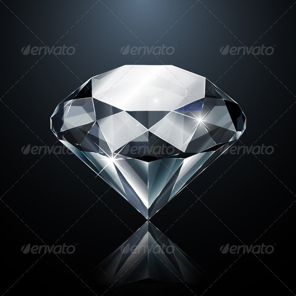 Dazzling Diamond on Black - Man-made objects Objects