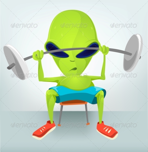 GraphicRiver Cartoon Character Alien Gym 3691852 GraphicRiver Cartoon Character Alien Gym 3691852