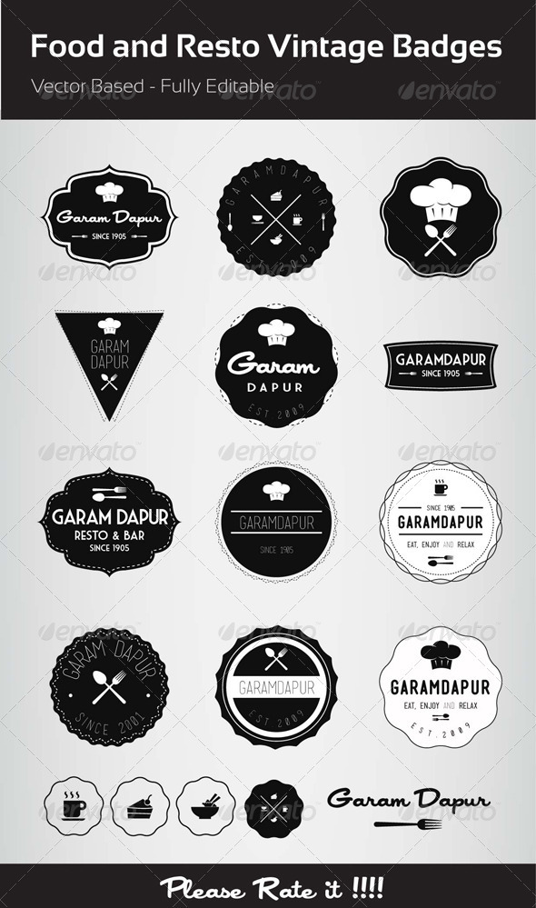 GraphicRiver Food and Resto Vintage Badges 3701400 GraphicRiver Food and Resto Vintage Badges 3701400