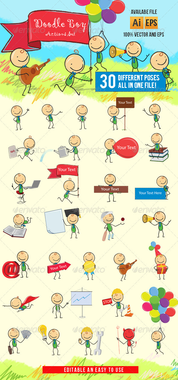 Doodle Boy-Cartoon Character - People Characters