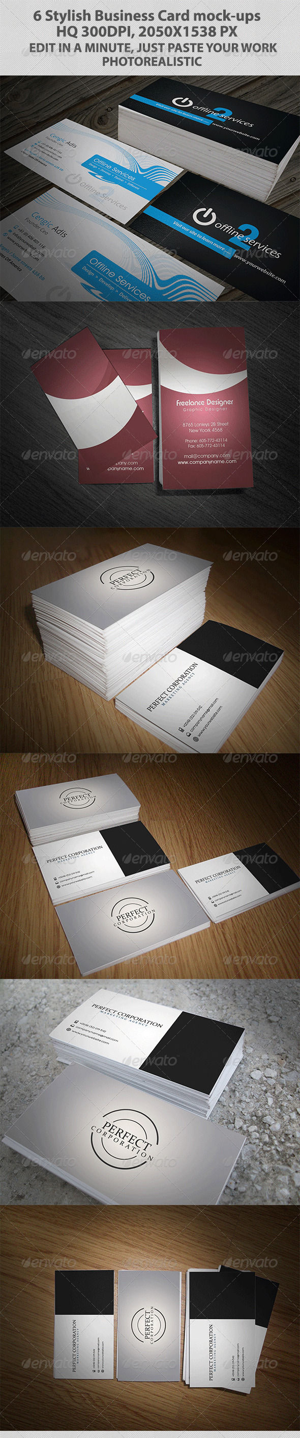 Six Stylish Business Card Mock-ups - Business Cards Print