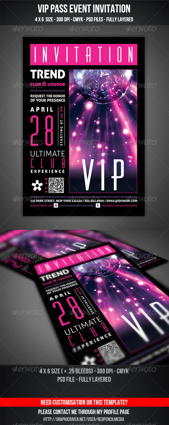 VIP Club Event Invitation - Cards & Invites Print Templates