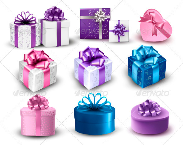 GraphicRiver Set of Colorful Gift Boxes with Bows and Ribbons 3718163 GraphicRiver Set of Colorful Gift Boxes with Bows and Ribbons 3718163