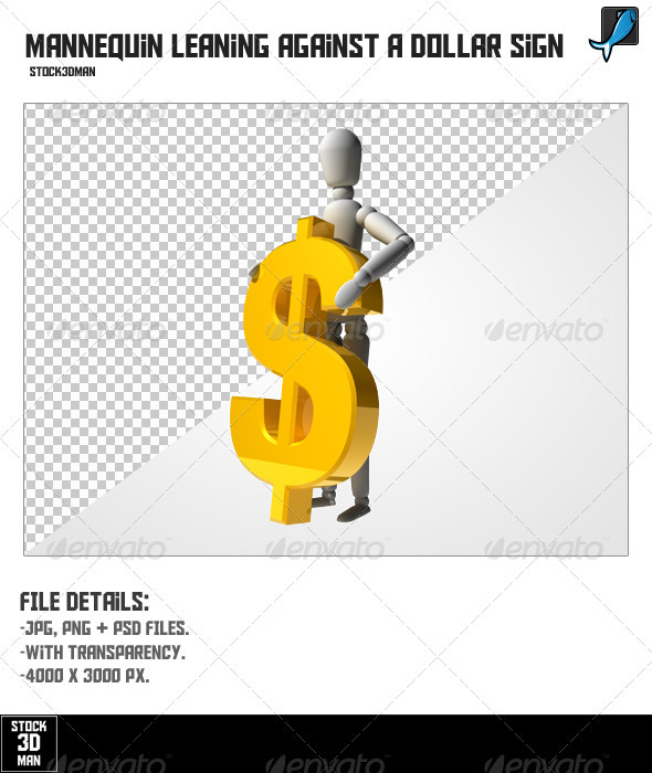 Mannequin Leaning Against a Dollar Sign - Characters 3D Renders
