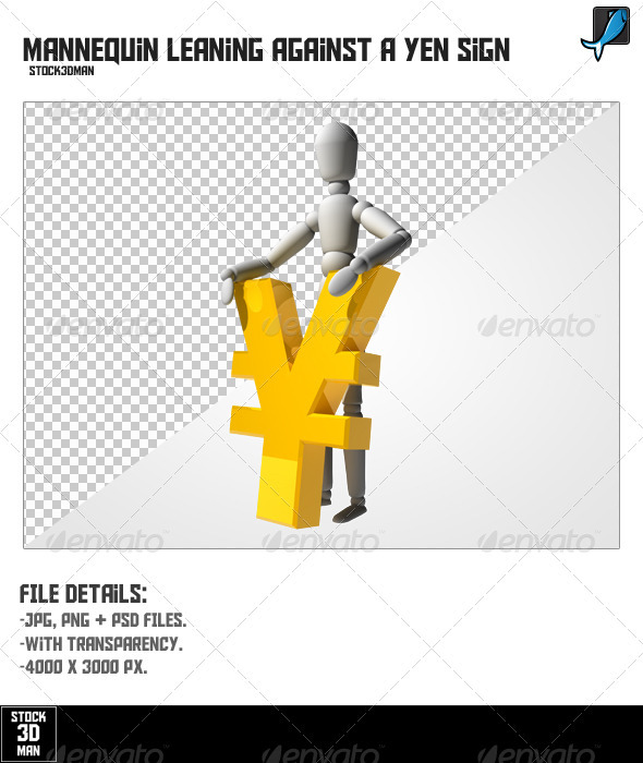 Mannequin Leaning Against a Yen Sign - Characters 3D Renders