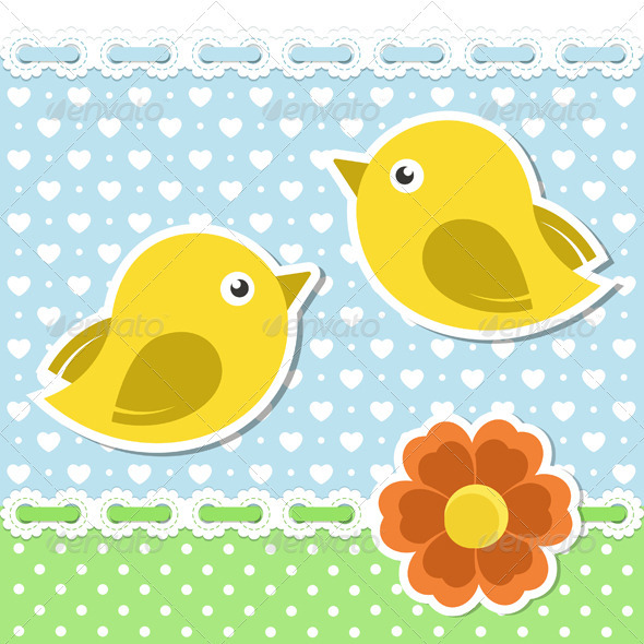 GraphicRiver Romantic Background With Birds And Flower 3720505 GraphicRiver Romantic Background With Birds And Flower 3720505