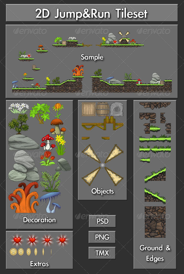 2D Jump&Run Tileset - Illustrations Graphics