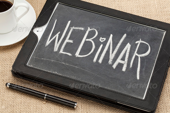 webinar word on digital tablet - Stock Photo - Images