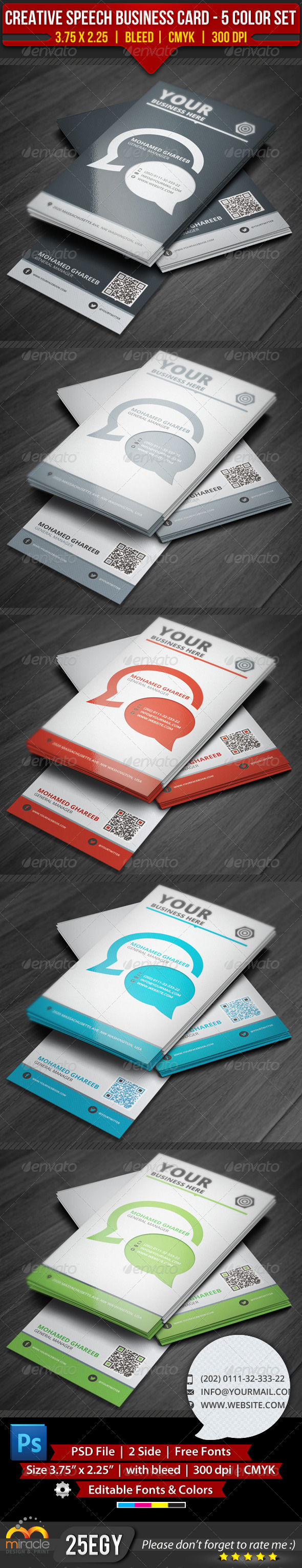 GraphicRiver Creative Speech Business Card 5 Color Set 3738554 GraphicRiver Creative Speech Business Card 5 Color Set 3738554
