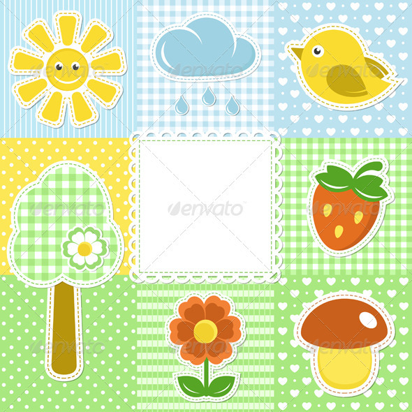GraphicRiver Summer Frame with Flower Strawberry and Bird 3740467 GraphicRiver Summer Frame with Flower Strawberry and Bird 3740467