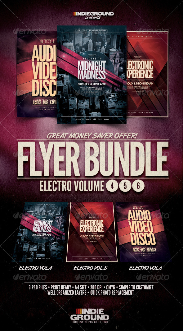 Electro Flyer/Poster Bundle Vol. 4-6 - Events Flyers