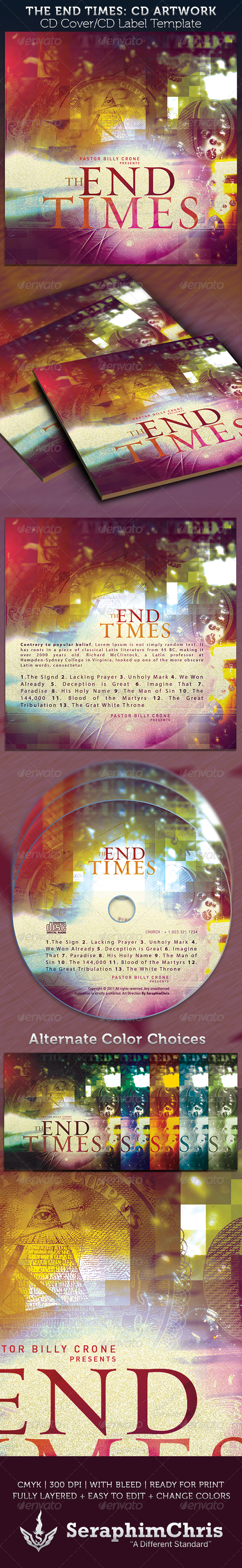 The End Times CD Cover Artwork Template - CD & DVD artwork Print Templates