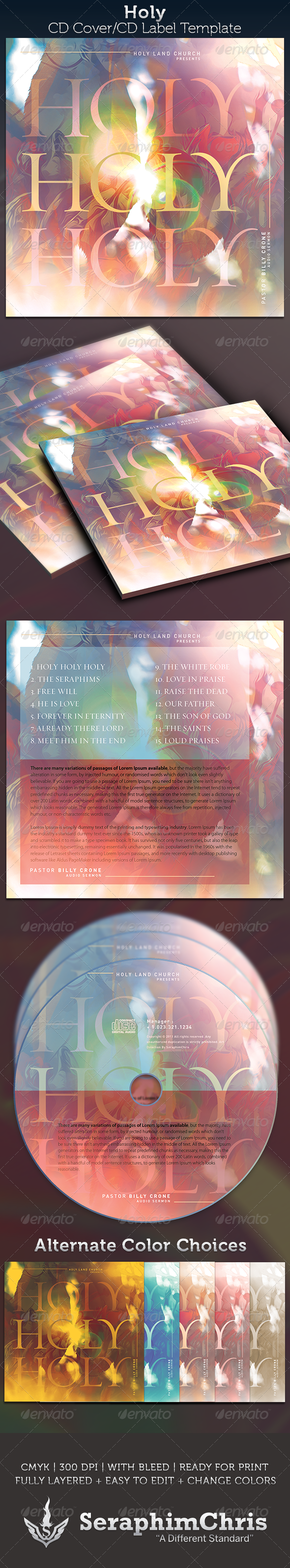 Holy, Holy,Holy CD Cover Artwork Template - CD & DVD artwork Print Templates