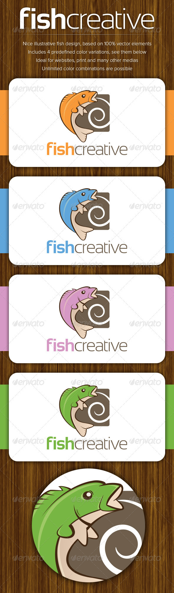 FishCreative - Illustrative Fish Logo Template - Animals Logo Templates