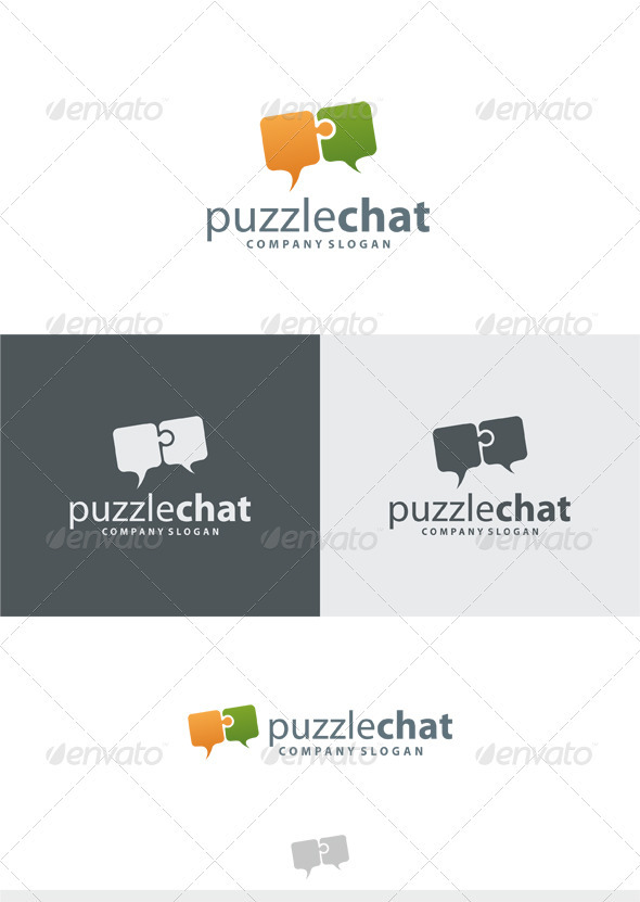 Puzzle Chat Logo - Vector Abstract