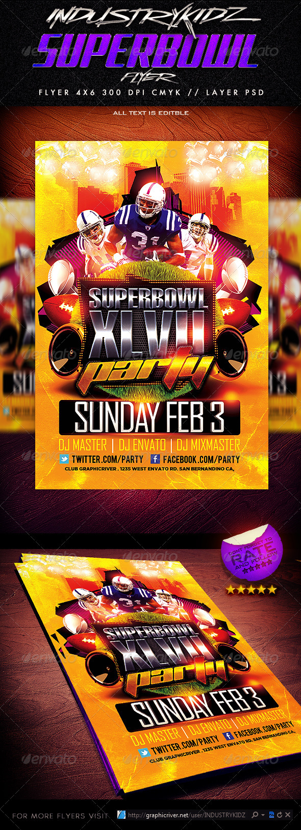 GraphicRiver Superbowl Party Flyer Template 3798207 GraphicRiver Superbowl Party Flyer Template 3798207