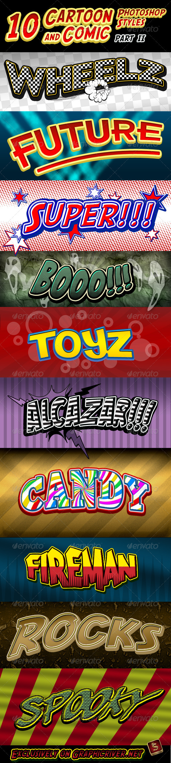 Cartoon and Comic Book Styles - Part 2 - Text Effects Styles