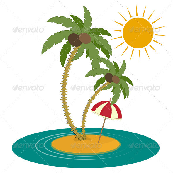 GraphicRiver Palm Trees and Island on White Background 3801972 GraphicRiver Palm Trees and Island on White Background 3801972