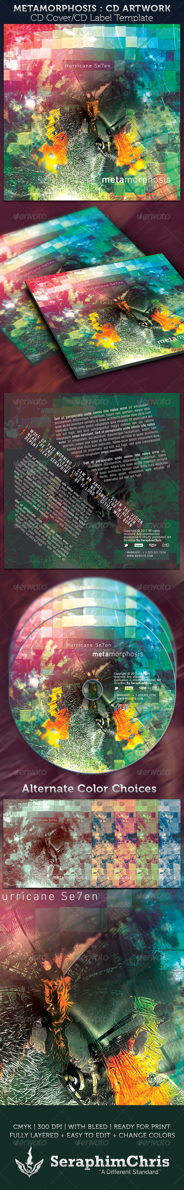 Metamorphosis CD Cover Artwork Template - CD & DVD artwork Print Templates