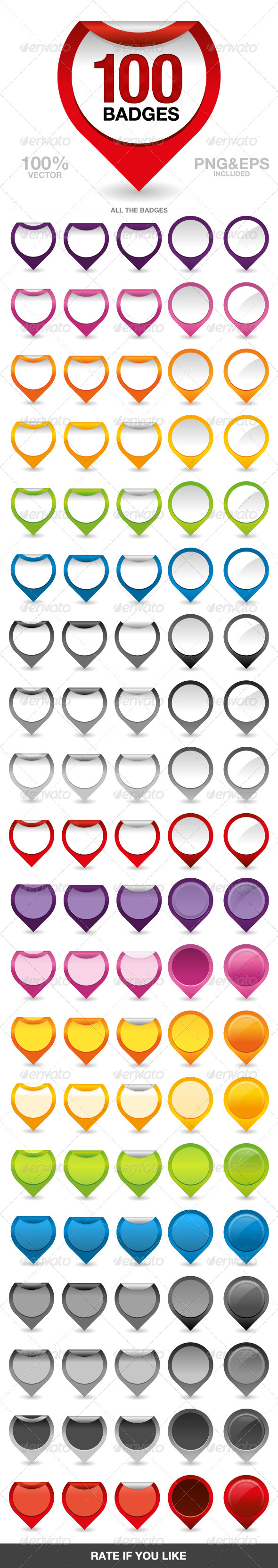 100 Badges / Stickers - Badges & Stickers Web Elements