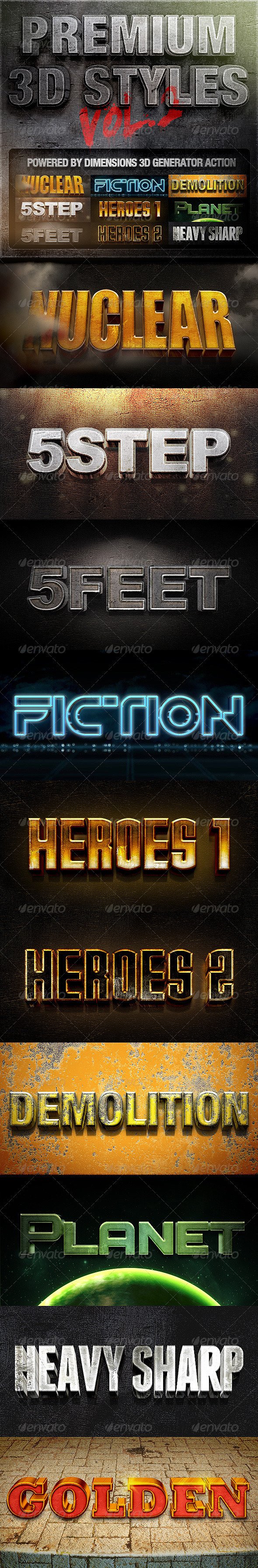 Dimensions - Premium 3D Styles Vol.2 - Text Effects Actions