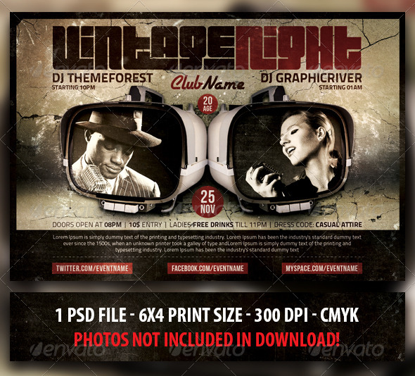 Vintage / Indie Party / Concert Flyer - Concerts Events
