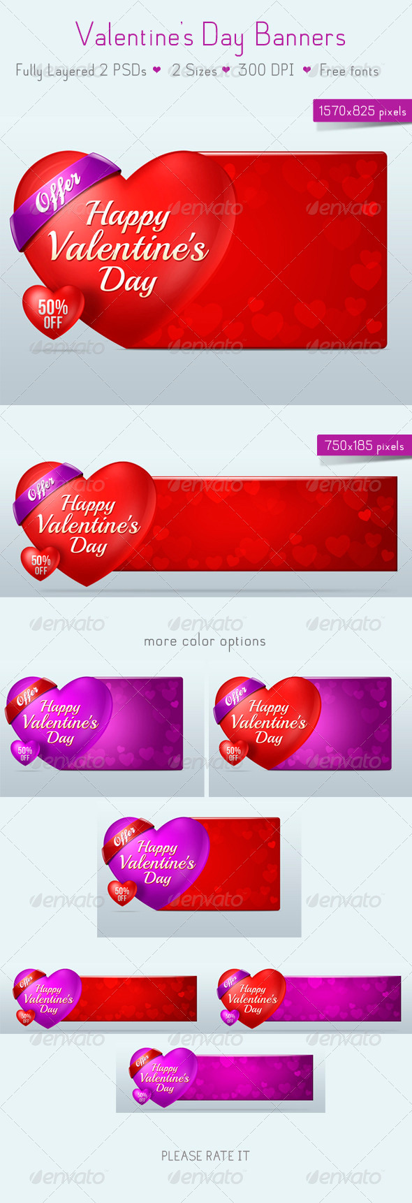 Valentine’s Day Banners - Banners & Ads Web Elements