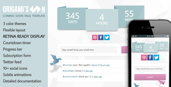 ThemeForest Origami Soon Coming Soon Template 3800819 ThemeForest Origami Soon Coming Soon Template 3800819