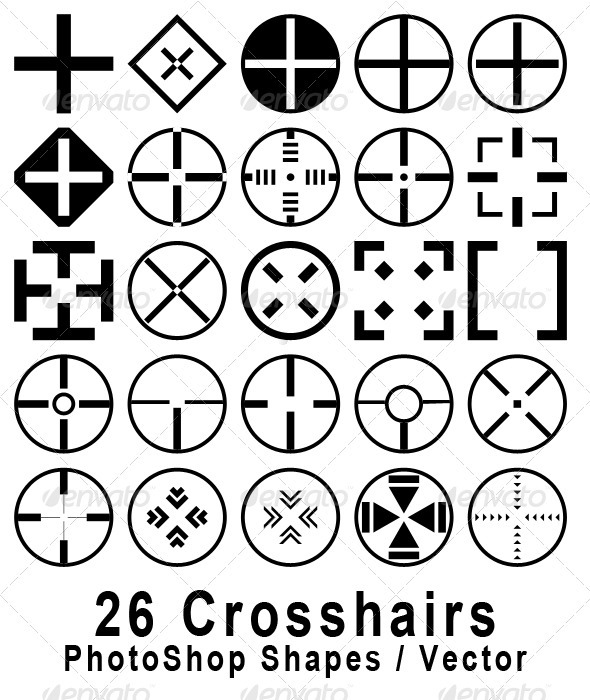 GraphicRiver 26 Crosshair Shapes for Adobe Photoshop 411397 GraphicRiver 26 Crosshair Shapes for Adobe Photoshop 411397