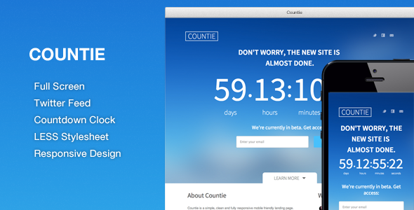 Countie: Fullscreen, Responsive Countdown Landing - Under Construction Specialty Pages