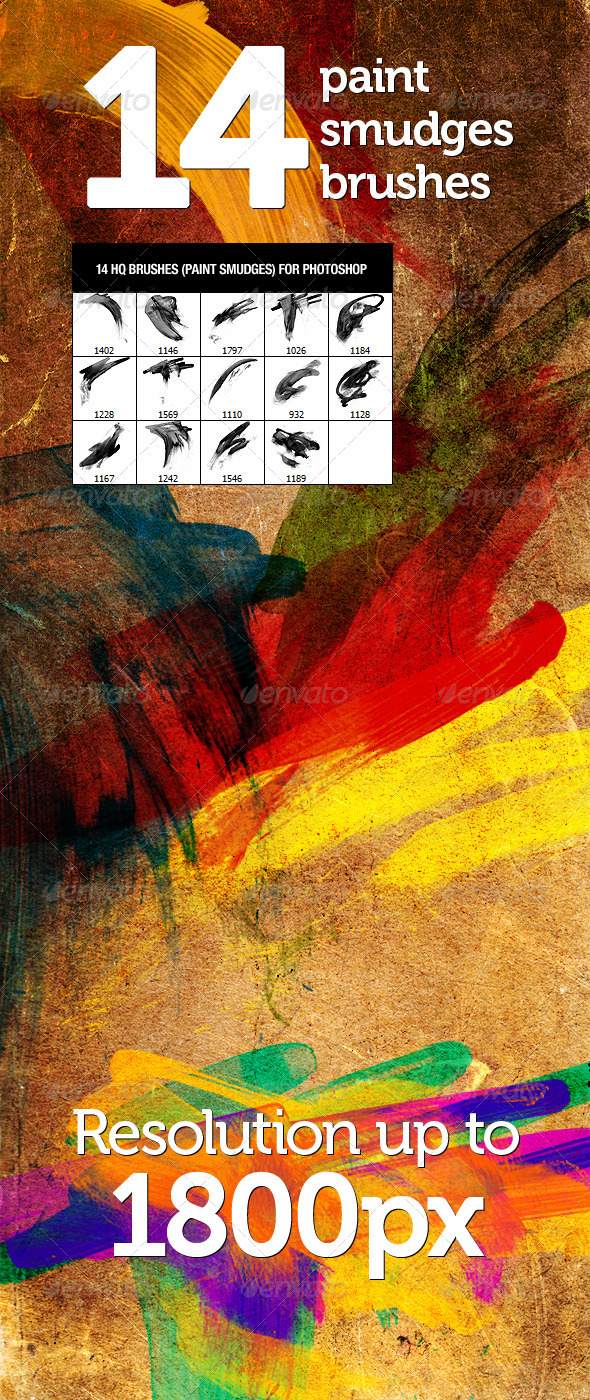 14 Paint Smudges Brushes - Artistic Brushes