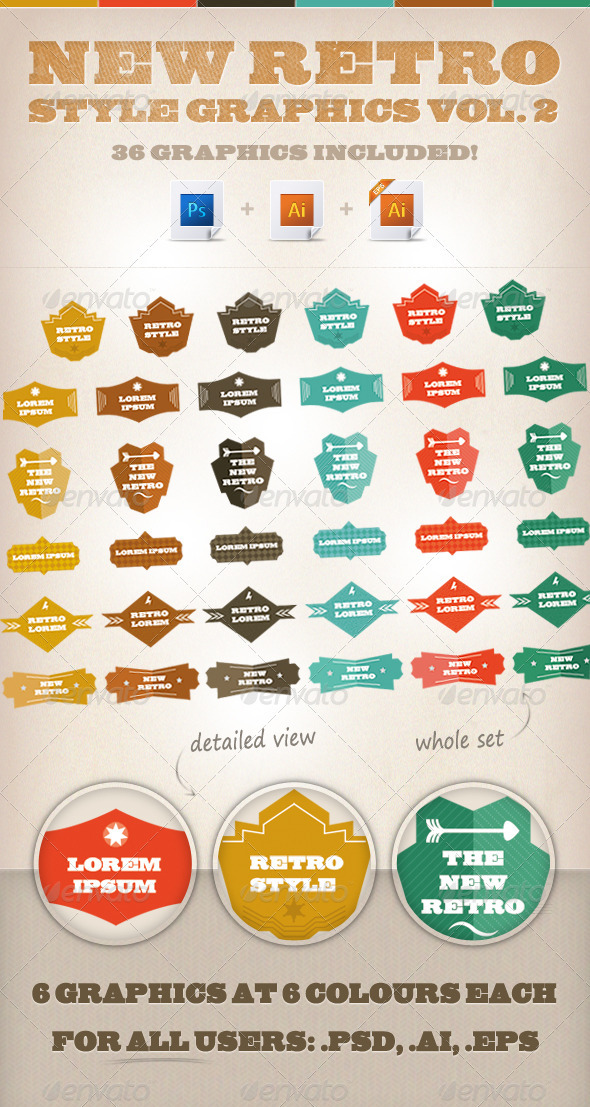 New-Retro Style Graphics vol. 2 - Decorative Vectors