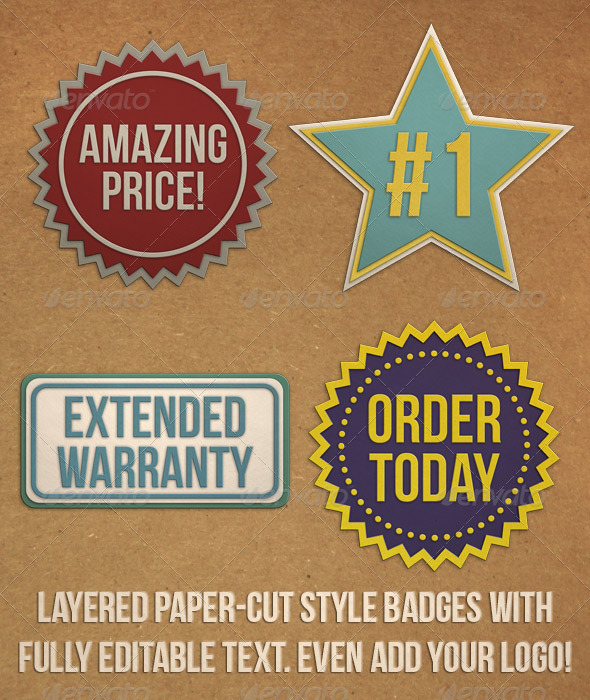 GraphicRiver Paper Cut Badges 3746147 GraphicRiver Paper Cut Badges 3746147