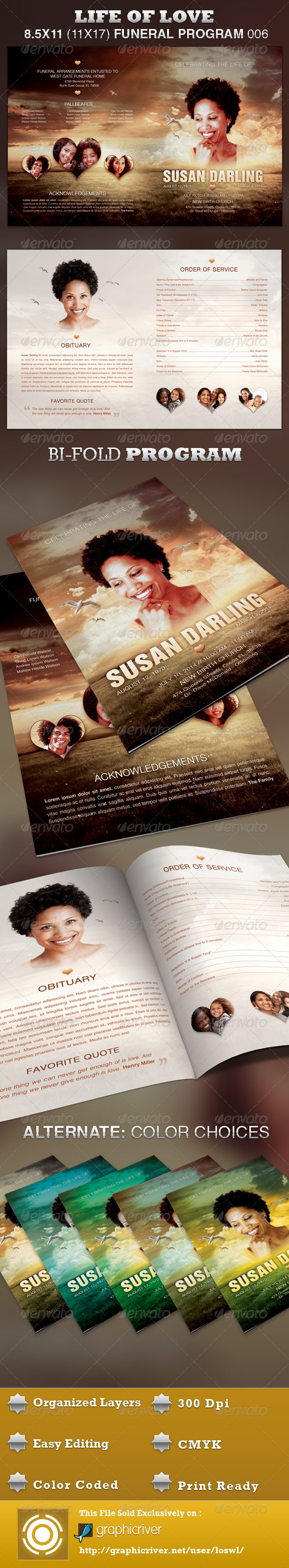 Life of Love Funeral Program Template 006 - Informational Brochures