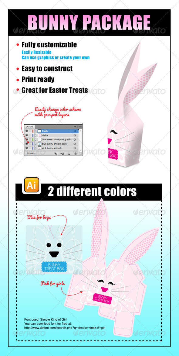 Bunny Package - Packaging Print Templates