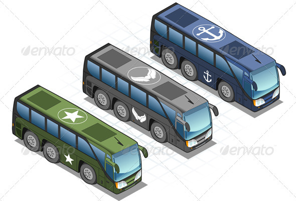 GraphicRiver Isometric Set of Military Buses 3838306 GraphicRiver Isometric Set of Military Buses 3838306
