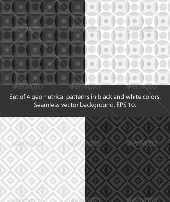 GraphicRiver Set of 4 black and white patterns 3841397 GraphicRiver Set of 4 black and white patterns 3841397