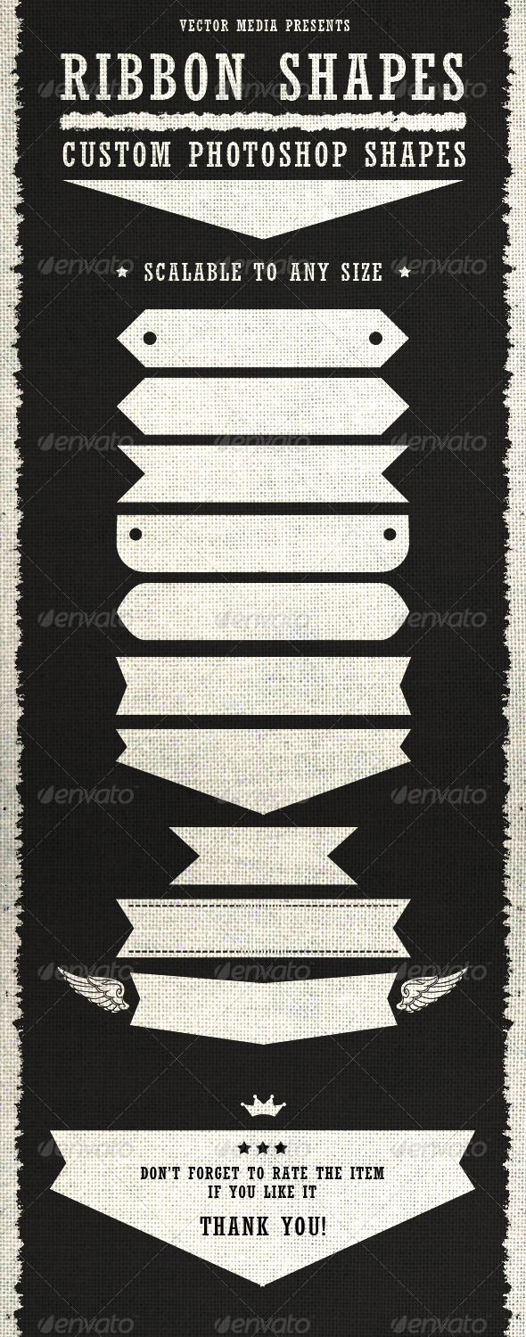 Ribbon Shapes - Custom Shapes - Shapes Photoshop