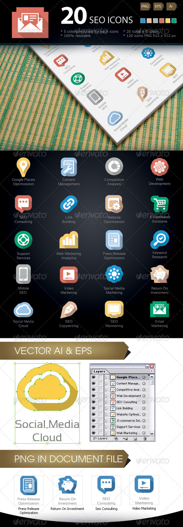 SEO Services Icons - Business Icons