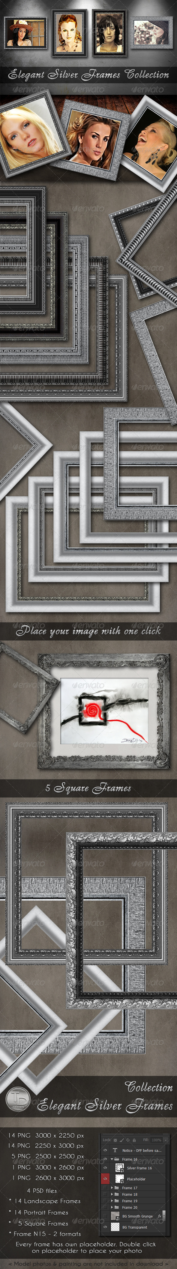Elegant Silver Frames Collection - Miscellaneous Photo Templates