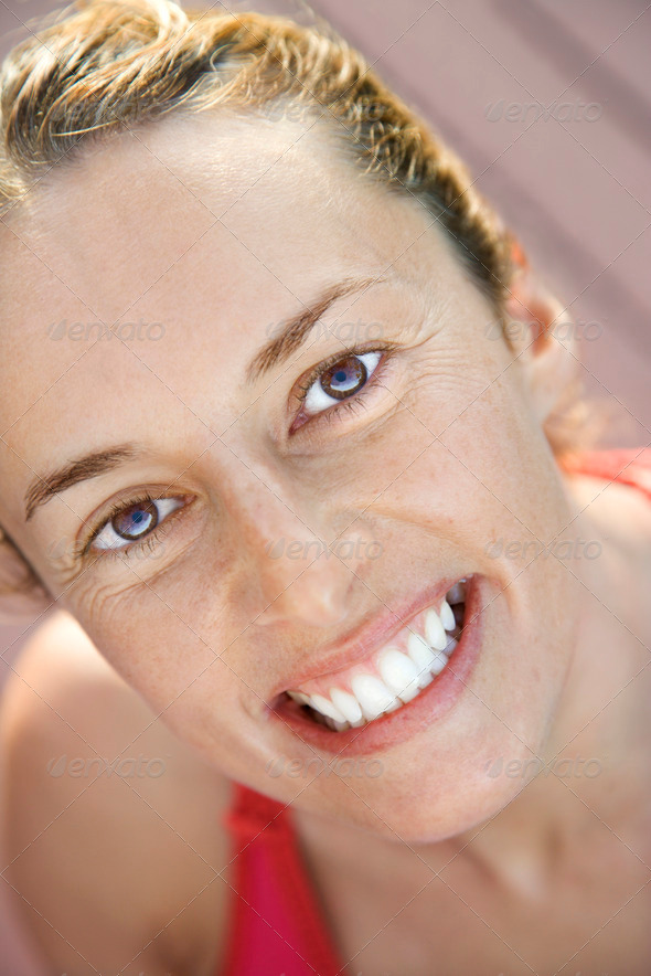 Close-up of smiling woman - Stock Photo - Images