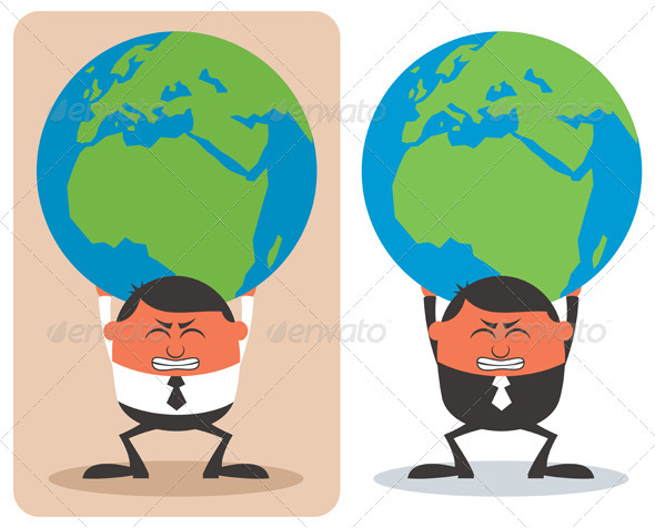Businessman Holding Earth - Concepts Business