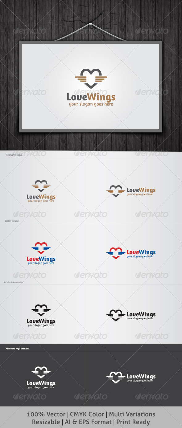 Love Wings Logo - Vector Abstract