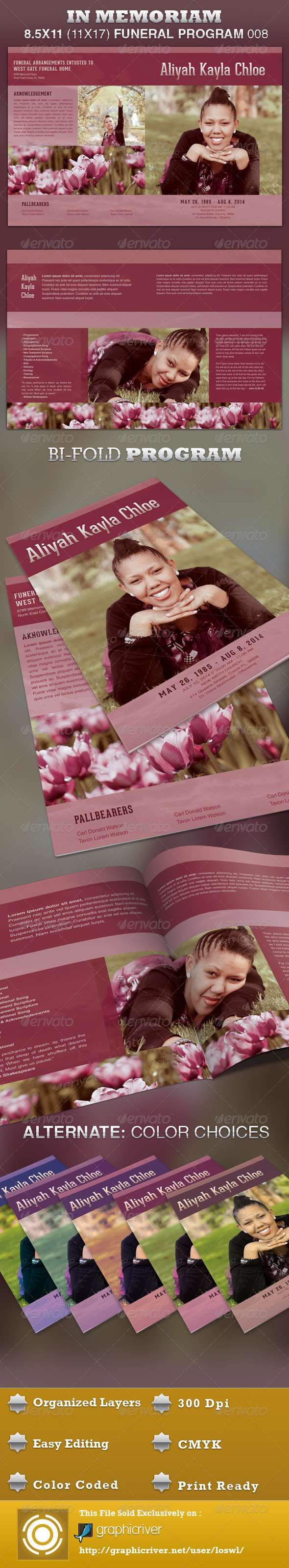In Memoriam Funeral Program Template 008 - Informational Brochures