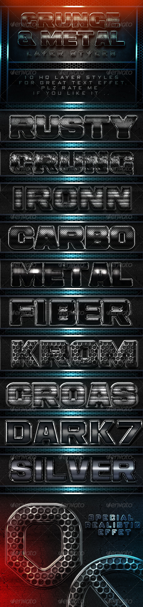 Grunge & Metal Layer Styles - Text Effects Styles