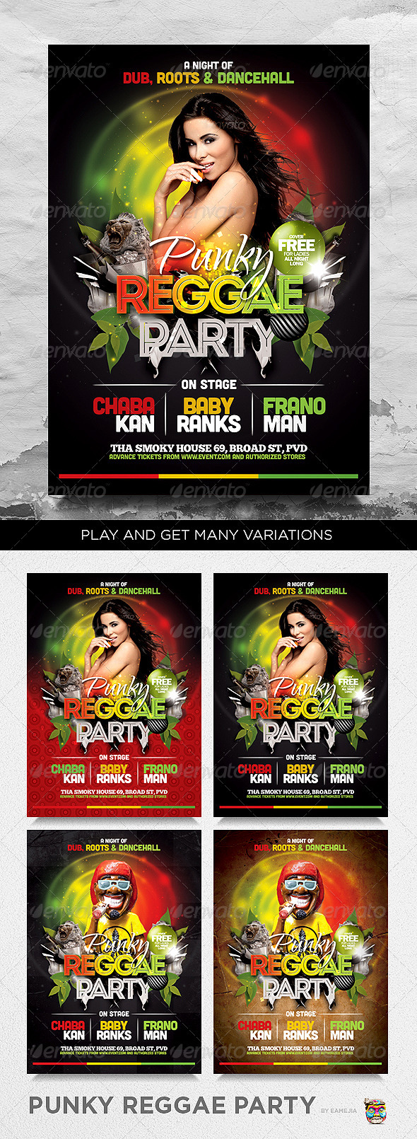 Punky Reggae Party Flyer Template - Clubs & Parties Events